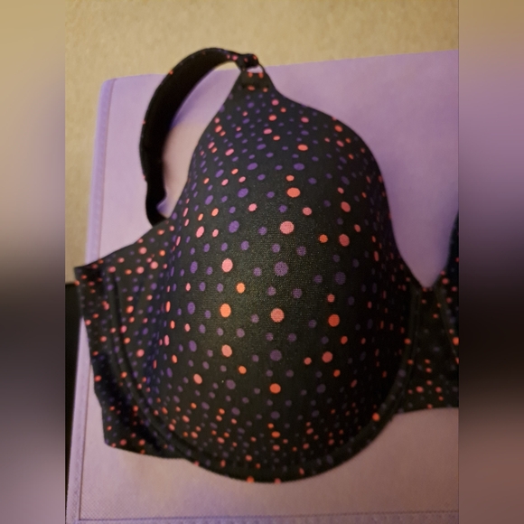 OLGA polka-dot BRA size 44D like new condition UNDERWIRE navy with red dots - Picture 2 of 5